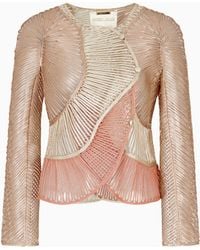 Giorgio Armani - Jacke Aus Besticktem Nappaleder Mit Perl-Finish - Lyst