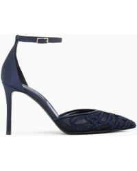 Giorgio Armani - Decollete Shoe With Mesh Satin And Rhinestones - Lyst