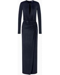 Giorgio Armani - Vestido Largo En Punto De Viscosa Con Strass Bordado - Lyst