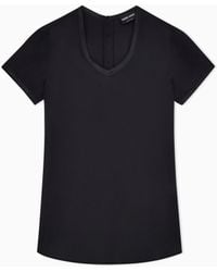 Giorgio Armani - Silk Charmeuse Blouse With V Neckline - Lyst