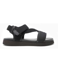 Giorgio Armani - Leather Sandals With Webbing Tape - Lyst