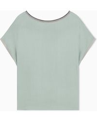 Giorgio Armani - Blouse Regular Fit Heavy Washed Silk Ribbed Crew Neck - Lyst