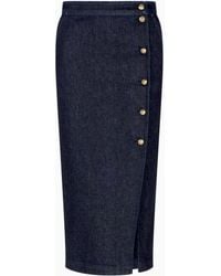 Giorgio Armani - Midirock Aus Der Denim Collection, Gefertigt Aus Elastischem Baumwolldenim Mit Wolle - Lyst