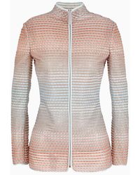 Giorgio Armani - Single-breasted Zipped Jacket In An Embroidered Gradient Fabric - Lyst