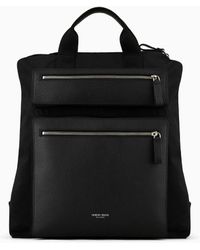 Giorgio Armani - Convertible Shopper Bag In Nylon And Pebbled Leather - Lyst