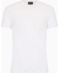 Giorgio Armani - Stretch Viscose Bamboo Jersey T-shirt With Ga Embroidery - Lyst