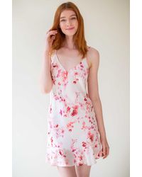 Girl&aSeriousDream Botanical Love Flounce Bias Cut Slip Dress - Pink