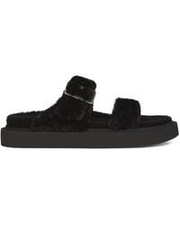 Giuseppe Zanotti - Furry Buckled Sheepskin Slides - Lyst