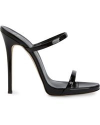 Womens Shoes Heels Sandal heels Giuseppe Zanotti Basic 85 Patent & Velvet Sandal in Black 