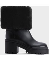 Giuseppe Zanotti - Leather Ankle Boots With Shearling Cuff - Lyst