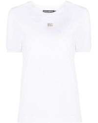 Dolce & Gabbana - T-shirt con decorazione di cristalli - Lyst