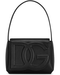 Dolce & Gabbana - Borsa a spalla in pelle con logo goffrato - Lyst