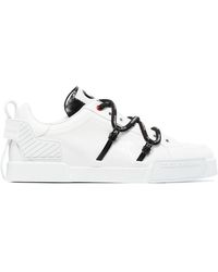 Dolce & Gabbana Portofino Sneakers In Calfskin And Patent Leather - Bianco