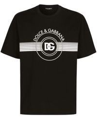 Dolce & Gabbana - T-shirt nera con stampa logo - Lyst