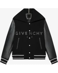 Givenchy - Bomber con cappuccio in lana e pelle - Lyst
