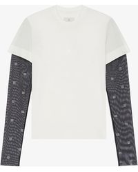 Givenchy - T-shirt sovrapposta slim in cotone e tulle 4G - Lyst