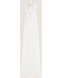 Givenchy - Robe longue à col montant drapé en crêpe satin - Lyst