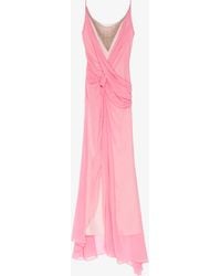 Givenchy - Abito da sera drappeggiato in seta con catene - Lyst
