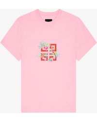 Givenchy - T-shirt en coton avec imprimé 4G Flowers - Lyst