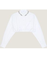 Givenchy - Camicia cropped in popeline con cristalli - Lyst