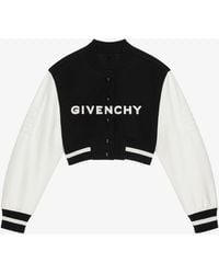 Givenchy - Blouson varsity cropped en laine et cuir - Lyst