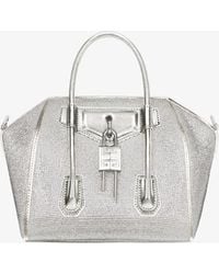 Givenchy - Mini Antigona Lock Bag In Satin, Strass And Leather - Lyst