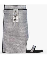 Givenchy - Shark Lock Sandals In Satin With Strass - Lyst