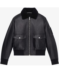 Givenchy - Giacca aviatore in pelle e shearling con tasca - Lyst