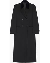 Givenchy - Cappotto con doppia abbottonatura in tricotine di lana con dettagli in velluto - Lyst