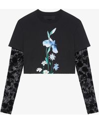 Givenchy - T-shirt corta effetto sovrapposto in cotone e tulle - Lyst
