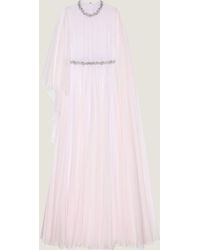 Givenchy - Abito da sera drappeggiato in chiffon con cristalli e mantella - Lyst