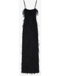 Givenchy - Evening Straps Dress With Feathers And Lurex - Lyst