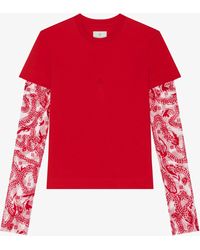 Givenchy - T-shirt sovrapposta in cotone e tulle 4G Dragon - Lyst