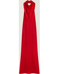 Givenchy - Robe longue à col montant drapé en crêpe satin - Lyst