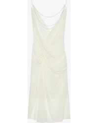 Givenchy - Abito drappeggiato in seta con catene di perle - Lyst