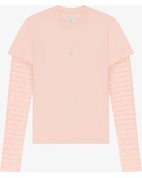 Givenchy - T-shirt sovrapposta slim in cotone e pizzo 4G - Lyst