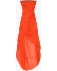 Givenchy - Abito drappeggiato senza spalline in chiffon di seta - Lyst