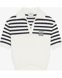 Givenchy - 4G Logo Short-Sleeve Cropped Stripe Polo Sweater - Lyst
