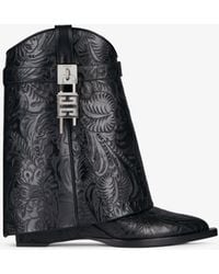 Givenchy - Bottines Shark Lock Cowboy en cuir à motif western - Lyst