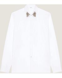 Givenchy - Camicia slim fit in popeline con colletto ricamato con cristalli - Lyst