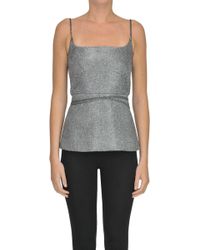 Cedric Charlier Structured Lame' Fabric Top - Metallic