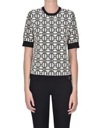 Elisabetta Franchi - Designer Logo Print Jacquard Pullover - Lyst