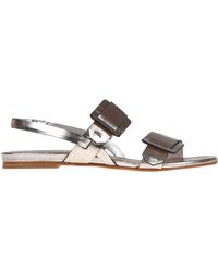 Roberto Del Carlo - Metallic Effect Leather Sandals - Lyst