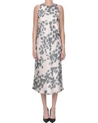 iBlues - Est Flower Print Satin Midi Dress - Lyst