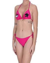 Chiara Ferragni - Bikini a triangolo stampa logo - Lyst