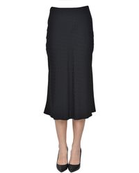 Elisabetta Franchi - Designer Logo Print Satin Skirt - Lyst
