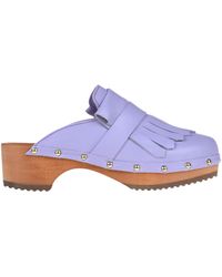 Ennequadro - Fringed Leather Clogs - Lyst