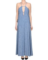 Semicouture - Abito in cotone effetto denim - Lyst