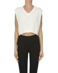 C.t. Plage - Cropped Knitted Gilet - Lyst