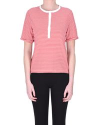 Fortela - Striped Cotton Serafino T-shirt - Lyst